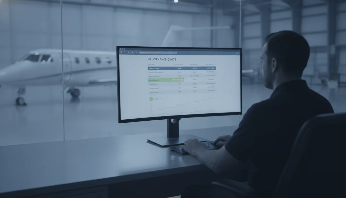 A parts manager reviewing a maintenance quote on the VHMX platform